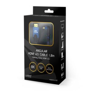 kabel hdmi hdmi kątowy savio v2.1 cl 147 8k 1.8 m