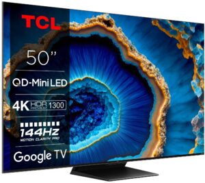 telewizor tcl 50c809 50'' miniled 4k 144hz google tv dolby vision dolby atmos hdmi 2.1
