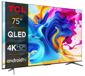 telewizor tcl 75c645 75" qled 4k google tv dolby vision dolby atmos hdmi 2.1 dvb t2 hevc h.265