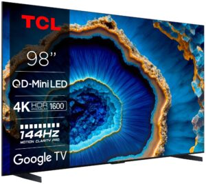 telewizor tcl 98c809 98'' miniled 4k 144hz google tv dolby vision dolby atmos hdmi 2.1