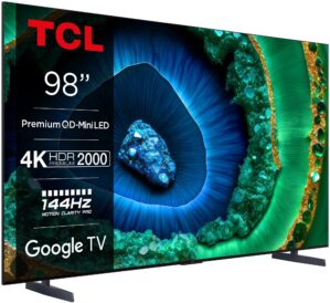 telewizor tcl 98c955 98" miniled 4k 144hz google tv full array dolby vision dolby atmos hdmi 2.1